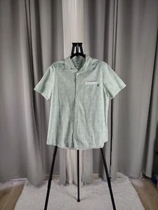 WESC 100% Cotton Pastel Green White Fitted Button Down Short Sleeve Shirt Size L - Picture 1 of 11