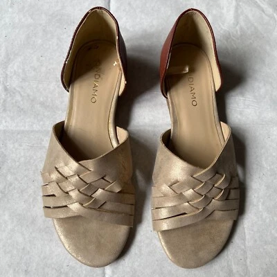 Sandalias de cuña Andiamo para mujer beige marrón imitación cuero, talla 6M Foto 1 de 4