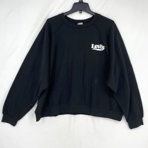 Levi's Womens Sz 3X Trendy Logo Pullover Sweatshirt Black Long Sleeves Cropped - Picture 1 of 8