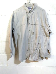 Columbia Shooting Shooters Shirt Mens Large Tan Cotton Button Down Shoulder Pad - Picture 1 of 8