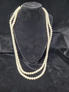 VTG Sarah Coventry Necklace Beaded Faux Pearl White Long Wrap Around Strand 30" - Picture 1 of 5