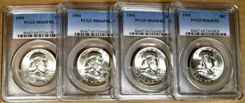 1954 PCGS MS64 FBL Franklin Half Dollar - 100% Blazing White Cover