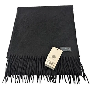 NUEVO Bali 100% Lana de Cordero Flecos Bufanda Unisex Negro Sólido Rectángulo 55 Pulgadas - Imagen 1 de 3