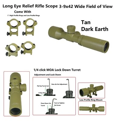 Wide Angle 3-9x42 Long Eye Relief With High & Low Rings Fits M44 K98 9130 M38 53 - Image 1 of 4