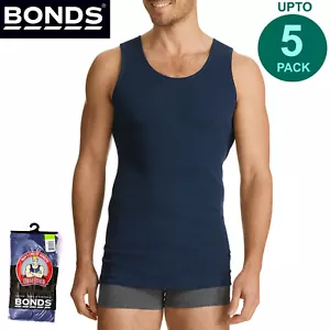 Bonds Navy Mens Chesty Cotton Plain Singlet Vest Tank Top Bulk Undergarment - Foto 1 di 12