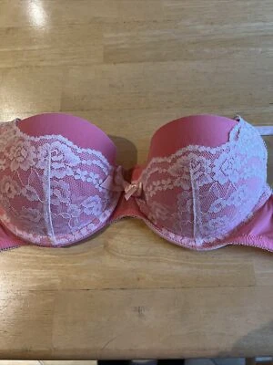 Sutiã Gilligan OMalley 34C renda rosa com aro push-up usado - Imagem 1 de 4