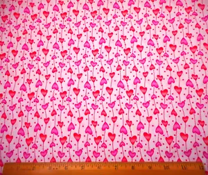 Valentines Day Fabric 1 1/4 Yard Red Pink Hearts on White Premium Cotton - Picture 1 of 2