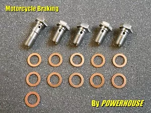 M10 x 1.00 stainless banjo bolt & washer set brake Suzuki Kawasaki Honda Yamaha - Picture 1 of 1