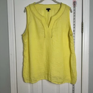 Talbots Irish Linen Yellow Sleeveless Tank Top Lagenlook Women’s Size XL - Picture 1 of 7