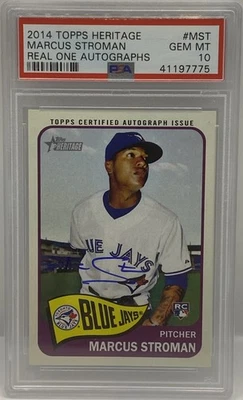 2014 Topps Heritage High Real One Marcus Stroman #ROA-MST Rookie Auto RC PSA 10 - Image 1 of 2