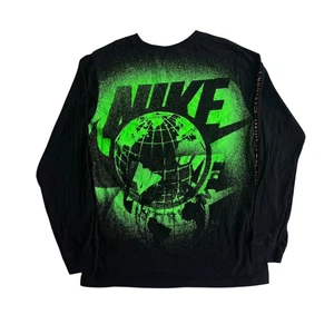 Nike Shirt Herren XL Schwarz Worldwide Globe Langarm Grafik Swoosh Neon - Bild 1 von 6