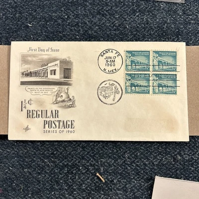 US FDC # 1031a 1 1/4c Palace of Governors ArtCraft block  1960 Santa Fe New Mex - Image 1 of 4