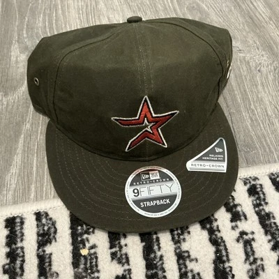 New Era Houston Astros Retro Crown 9FIFTY Strapback Hat Waxed Canvas OSFM - Image 1 of 4