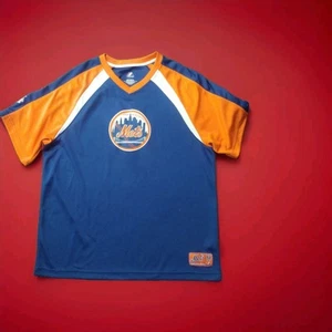 NY METS XLarge Majestic Mens VNeck Shirt Sewn Logo - Picture 1 of 7