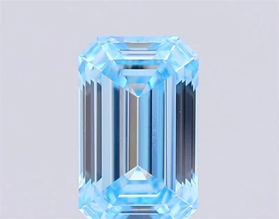 lab IGI Stone Emerald Shape 1.00 Ct Fancy Vivid Blue Color VS1 Gifts For Ring - Image 1 of 4