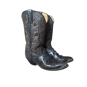Botas occidentales de cuero bordado Durango para hombre talla 9,5 vaquero envejecido  - Imagen 1 de 9