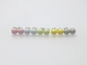 Ohrstecker Perle Kugel 6mm 8mm Softeisfarben Silber 925 - Bild 1 von 9