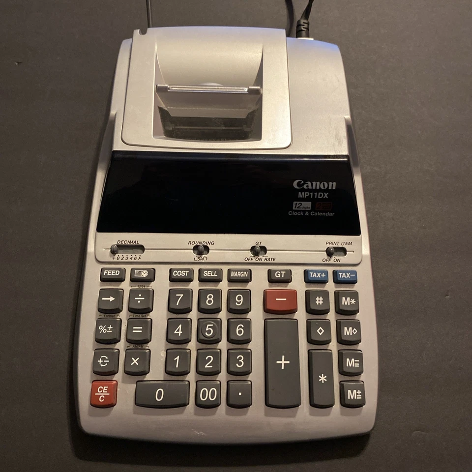 CANNON MP11DX CALCULATOR PRINTING 12 DIGIT COLOR PRINT CLOCK CALENDAR TESTED - Image 1 of 1
