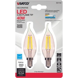 Satco S21722 120V 350 lm. E12 Candelabra CA10 Natural Light LED Bulb 40W - Picture 1 of 1