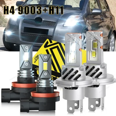 For Toyota Yaris 2006-2019 6500K 4X LED Headlight High/Low Fog Light Bulbs Combo - Image 1 of 4