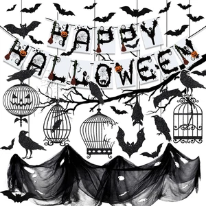 Halloween Decorazioni Addobbi Halloween, Ghirlanda Stoffa Nero Spirale Sospesa Z - Foto 1 di 12