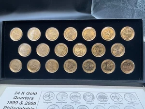 24k Gold Quarters 1999 & 2000 Philadelphia & Denver - Picture 1 of 3