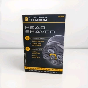 Microtouch Titanium Rechargeable Head and Face Shaver 5 Flexible Heads Black - Picture 1 of 7