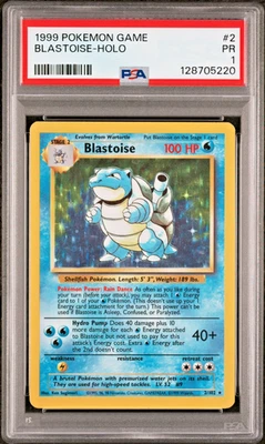 PSA 1 PR 1999 Base Set Blastoise 2/102 Holo Foil Pokemon WOTC Unlimited Rare - Image 1 of 2