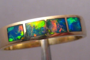 Men's  Gem Opal Ring , Solid  14k Yellow Gold , size 11 - Picture 1 of 14