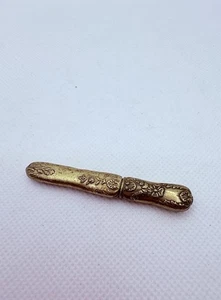 Vintage Brass Ornate Needle Case With Needles Antique? Floral Art Nouveau Style - Picture 1 of 3