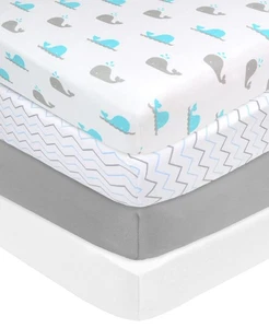 4er Pack Spannbettlaken 28" x 52", weich atmungsaktiv neutral 100% Baumwolle Jerse... - Bild 1 von 8