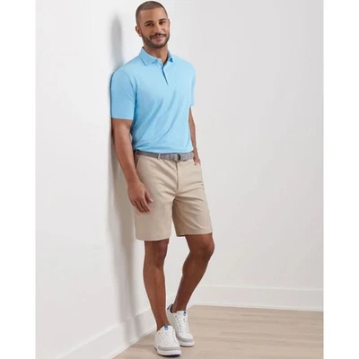 PETER MILLAR Salem Performance Chino Golf 9” Shorts Crown Khaki Beige Mens Sz 36 - Image 1 of 4