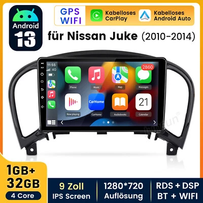 9" Android14 GPS Navi Autoradio DSP Wifi DAB 1G+32G Für Nissan Juke 2010-2014 - Bild 1 von 4
