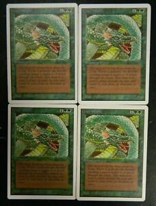Vintage MTG Unlimited (4) Craw Wurm Green Common Cards LP-Excellent Cond