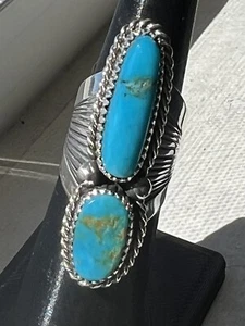 2 pietre Kingman Argento Sterling Turchese Taglia 6 Byrd Navajo Avin Joe R0269 - Foto 1 di 10