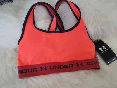 NEW Under Armour Strappy Mid Compression Sports Bra Size XS Crossback Gym Run - Image 1 of 3