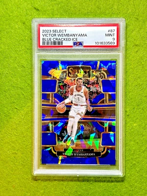 Victor Wembanyama BLUE CRACKED ICE PRIZM ROOKIE CARD PSA 9 RC 2023 Panini Select - Image 1 of 4