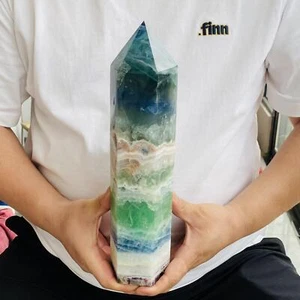 Natural Fluorite Obelisk Quartz Crystal Healing Reiki Wand Tower Point 2720g - Picture 1 of 14