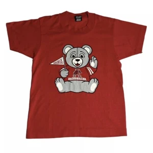 Vintage 90s Arkansas Razorbacks Shirt Teddy Bear Fan Single Stitch Youth Medium - Picture 1 of 6
