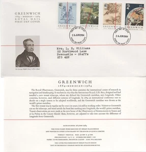 26 JUNE 1984 GREENWICH MERIDIAN ROYAL MAIL FIRST DAY COVER Stoke On Trent - Picture 1 of 1