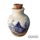 Paul Storie Hand Painted Cobalt Barn Pottery Small Jug or Vase w old cork Vtg