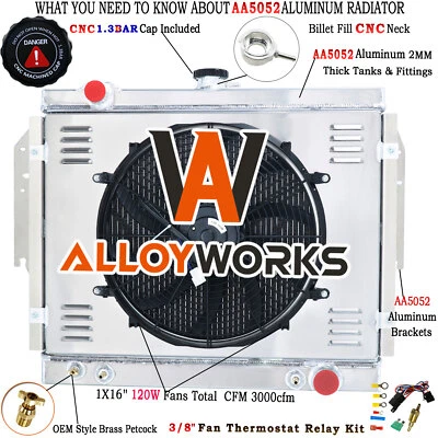 4 Row Radiator Shroud Fan For 1979-1993 Dodge D250 D350 W250 D100 5.2L 5.9L 1982 - Image 1 of 4