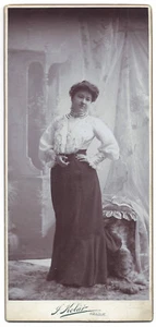 ANTIQUE Photograph Cabinet Card Prague Czech Republic elegant lady fashion skirt - Picture 1 of 2