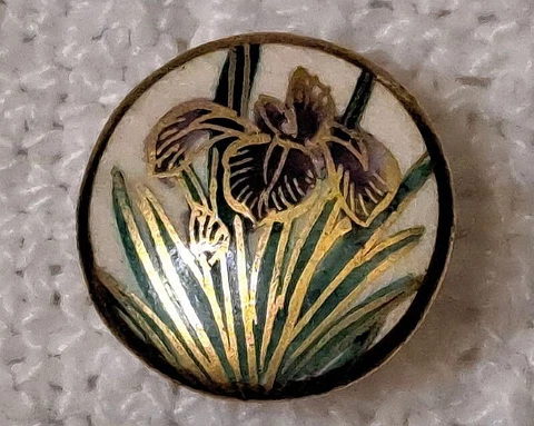 Satsuma Buttons (6) Vintage 5/8" Iris Flower Purple Cover