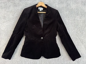 H&M Womens Black Blazer with Floral Lining Single Button Closure SZ 6 velvet - Picture 1 of 9