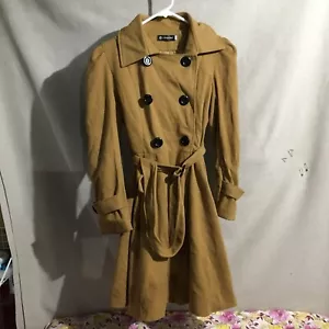WOMEN XING WEI DARK TAN PEACOAT JACKET SZ M - Picture 1 of 5