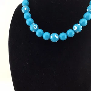 Collana Vintage NOS Lucite Blu Perline OroT Primavera Anello Chiusura Nonna Chic Bellezza - Foto 1 di 6