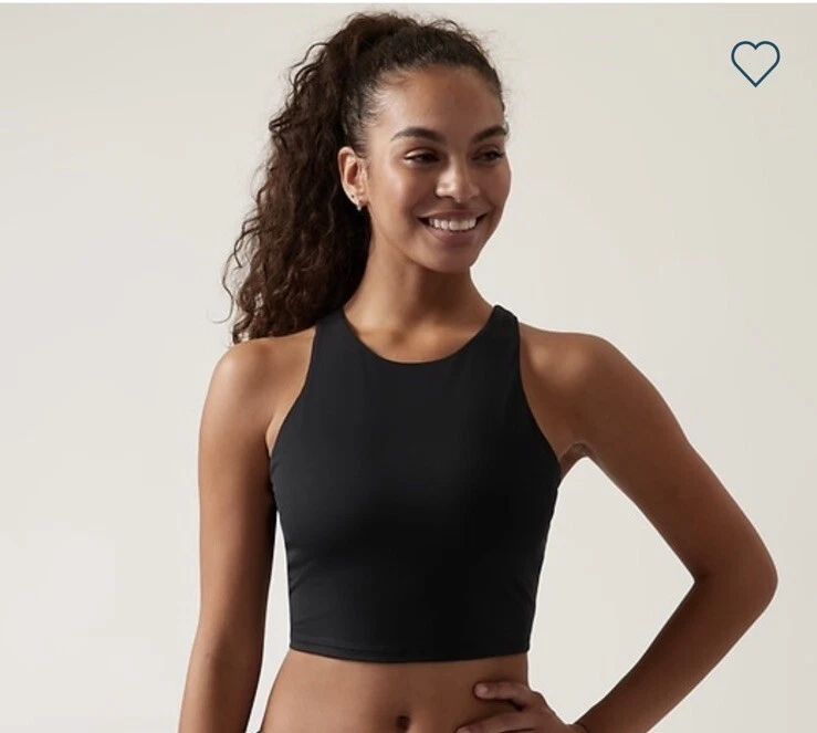 Athleta S 4 6 Black Conscious Crop A-c High Neck Bikini Top Racerback 530870