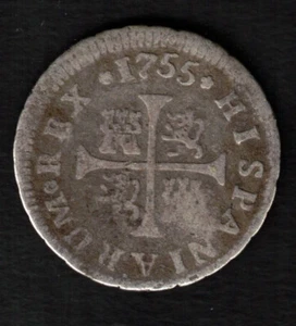 SPAIN 1/2 REAL COIN 1755 FERNANDO VI MADRID JF - Picture 1 of 2
