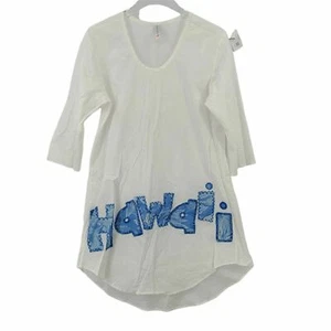Talla Pequeña - Vestido Gregory Parkinson Blanco Algodón Semi Transparente Hawaii - Imagen 1 de 5